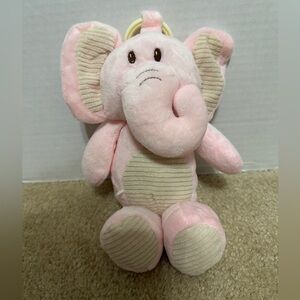 Kellytoy Pink Baby Elephant Lovey Rattle Plush 10” Soft Ribbed Stuffed Animal